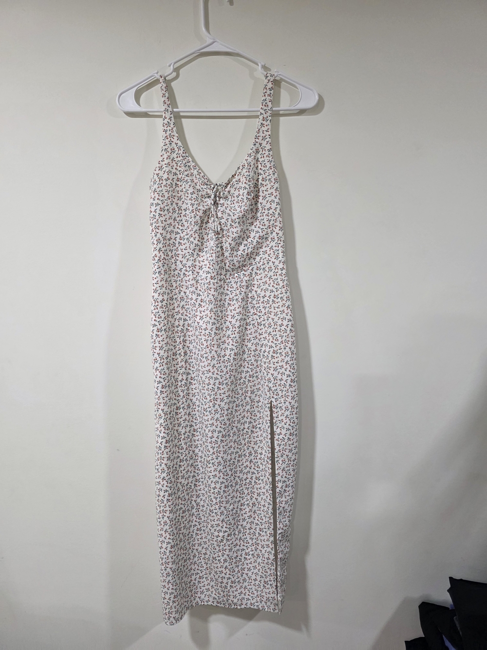Abercrombie & Fitch Floral White Spaghetti-Strap Maxi Dress, XS